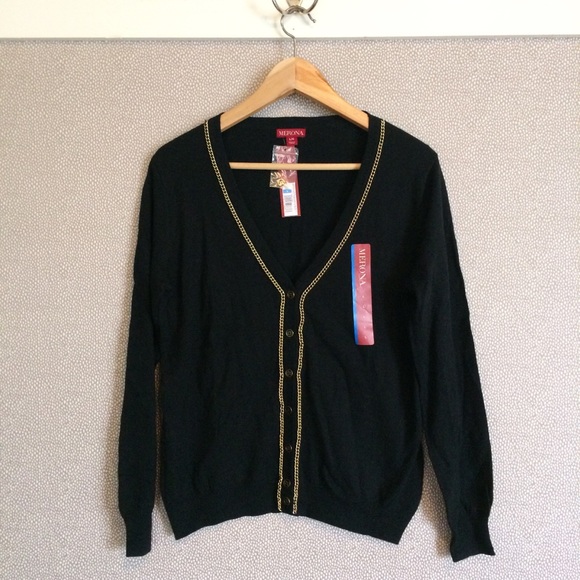 L 🆕 Merona Gold Chain Cardigan New - Picture 1 of 8